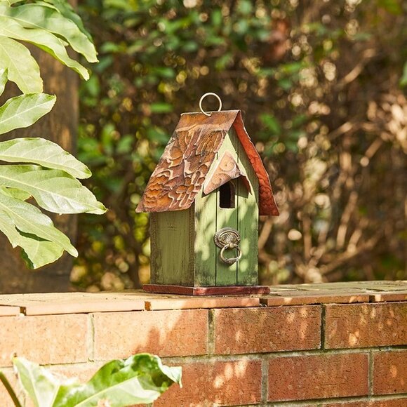 NEW 10" H Rustic Wooden Bird House Garden Distressed Decorative - Picture 8 of 8